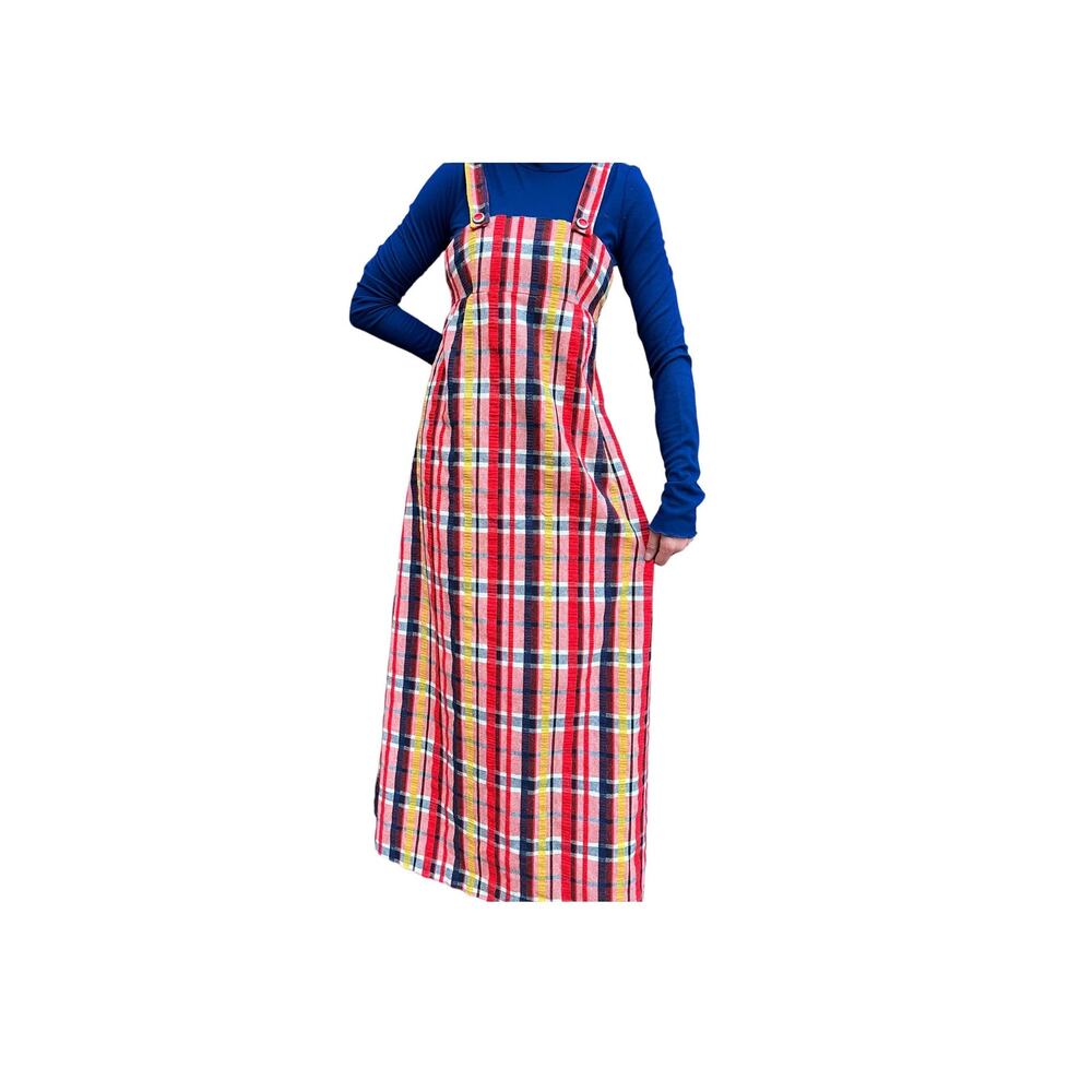 1960’s Plaid Pinafore Maxi Dress